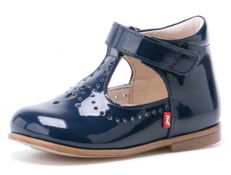 (2385B-5) Navy patent Half-Open Shoes