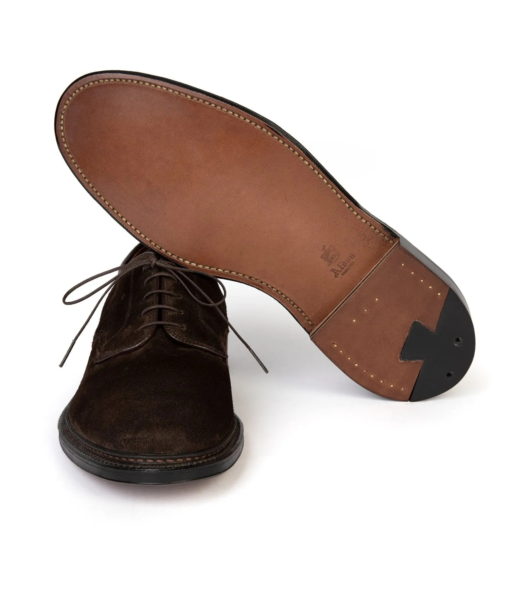 Alden Unlined Suede Plain Toe Blucher Shoe: Chocolate 29334F