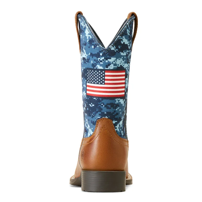 'Ariat' Youth 8 Patriot Western Square Toe - Grand Canyon / Blue Camo