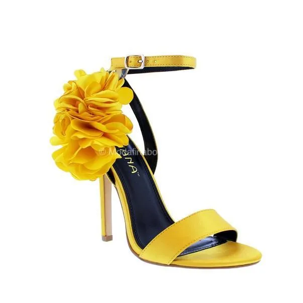 Bada Ankle Strap Side Flower Open Toe High Heel