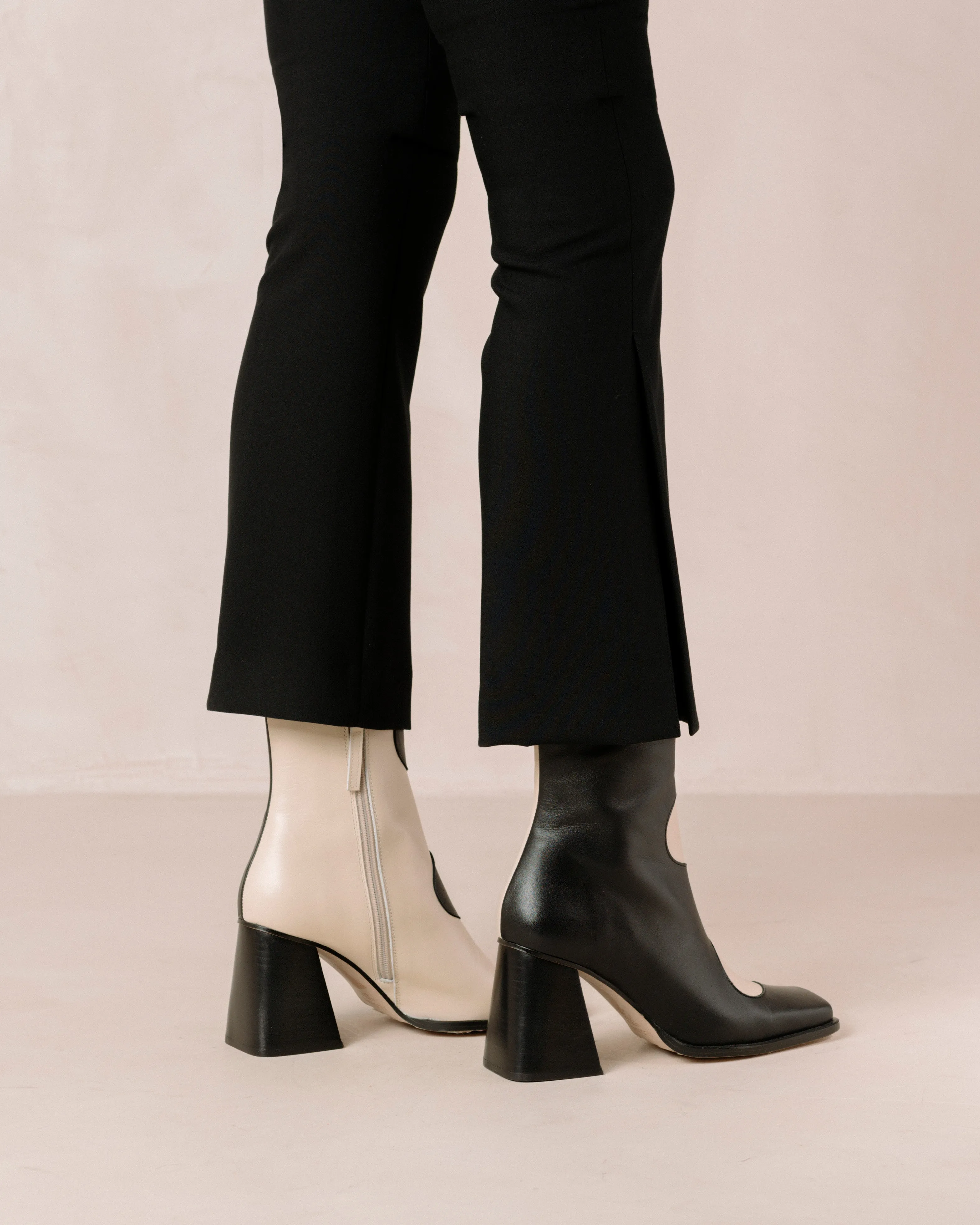 Blair Bicolor Black Cream Ankle Boots