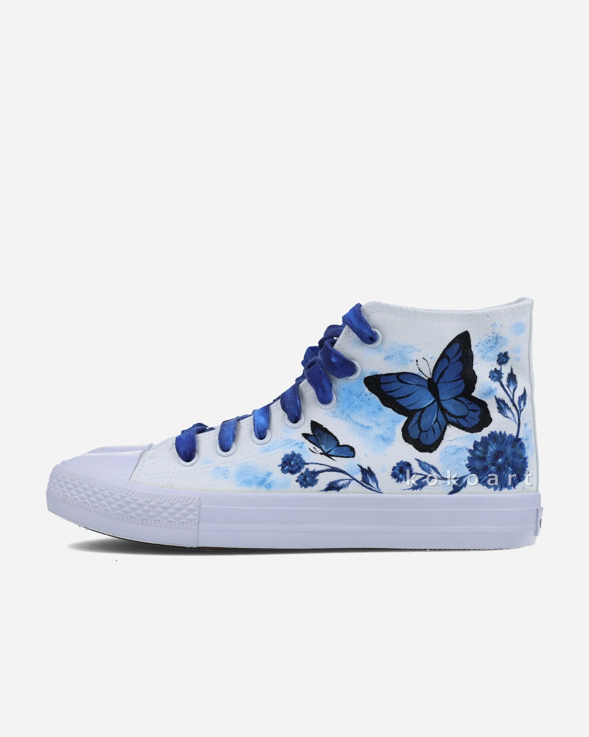 Blue Butterflies Hand Painted Shoes