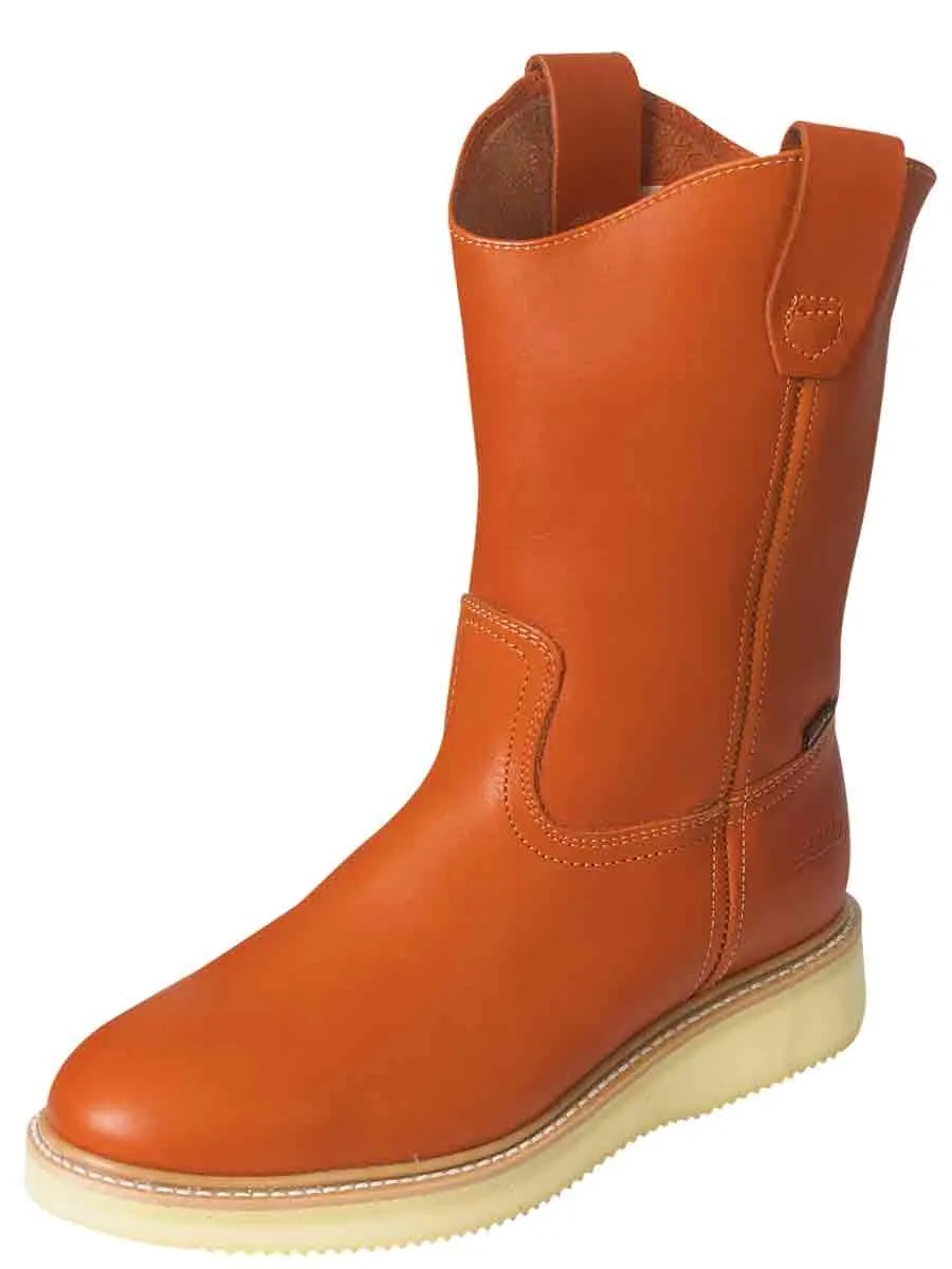 Botas de Trabajo de Tubo Pull-On con Punta Suave de Piel Genuina para Hombre 'Establo' - ID: 9905