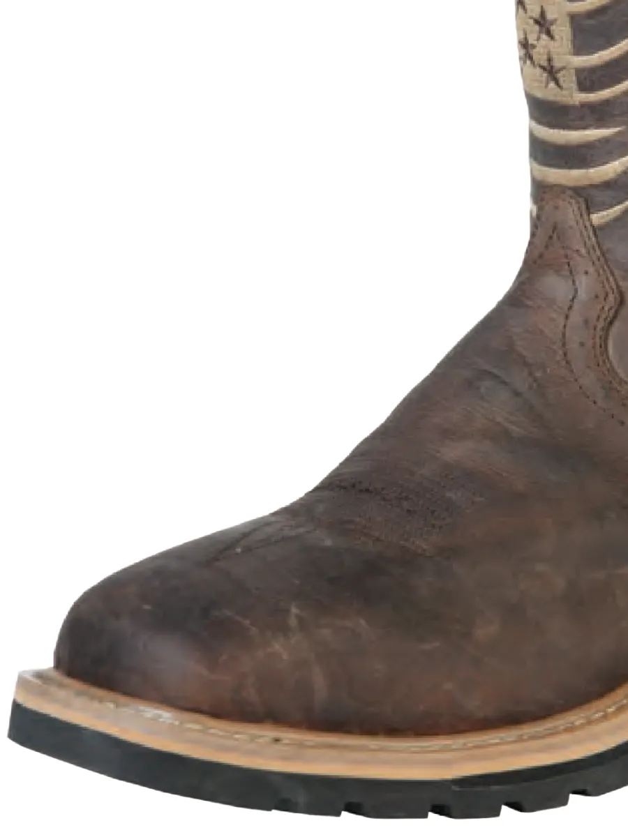 Botas de Trabajo Resistentes al Agua de Construccion Goodyear Bandera de USA con Punta Suave de Piel Genuina para Hombre 'Centenario' - ID: 126725