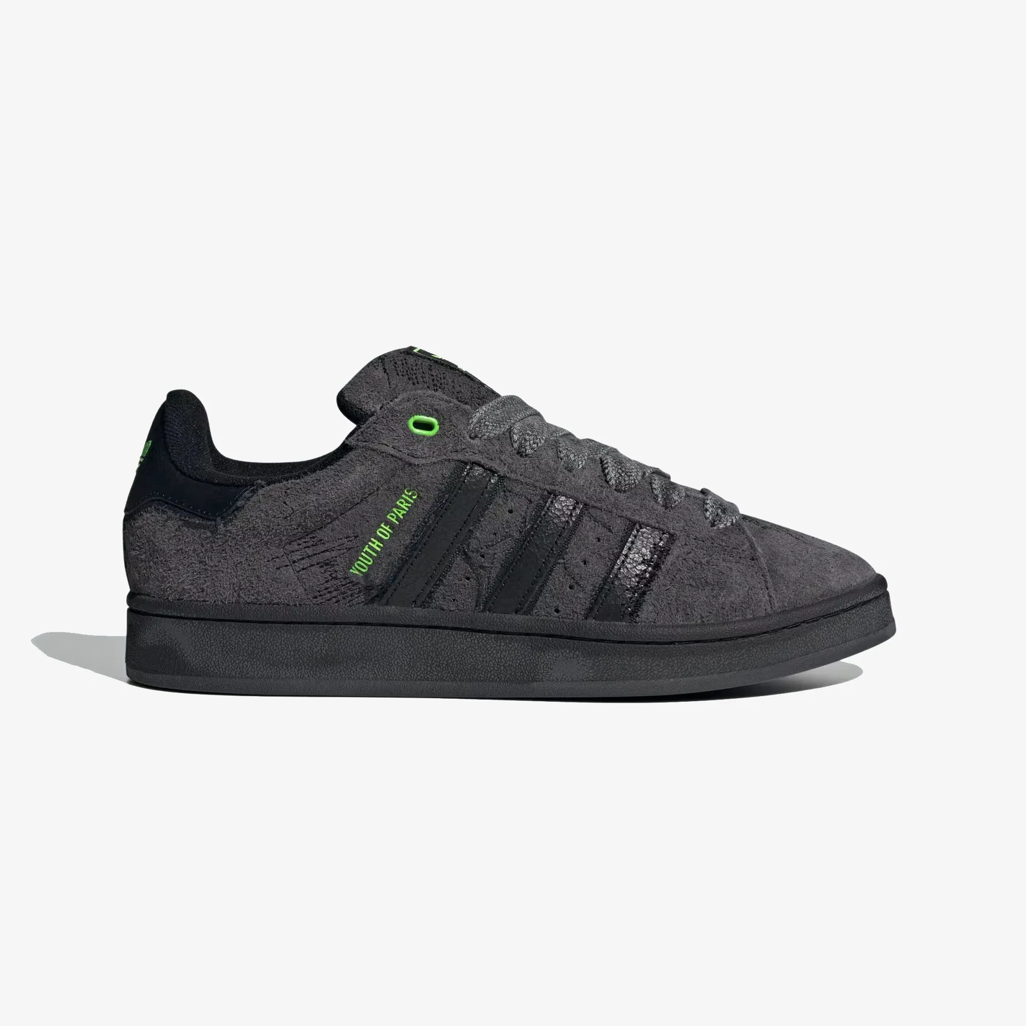 Optimized Title: CAMPUS 00S Youth Sneakers in Carbon, Solar Green, and Core Black