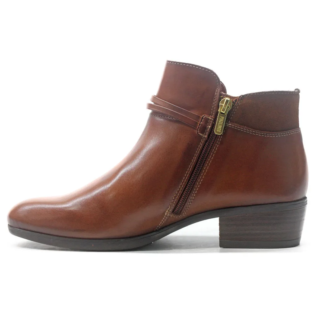 Daroca Calfskin Leather Women's Zip up Ankle Boots