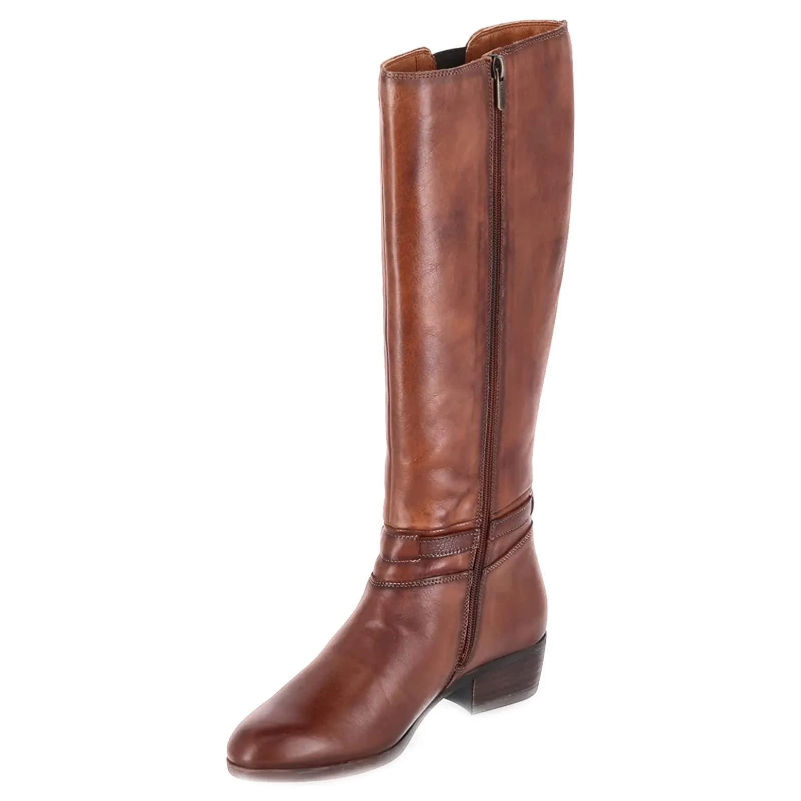 Daroca Calfskin Leather Women's Zip Up Knee High Boots