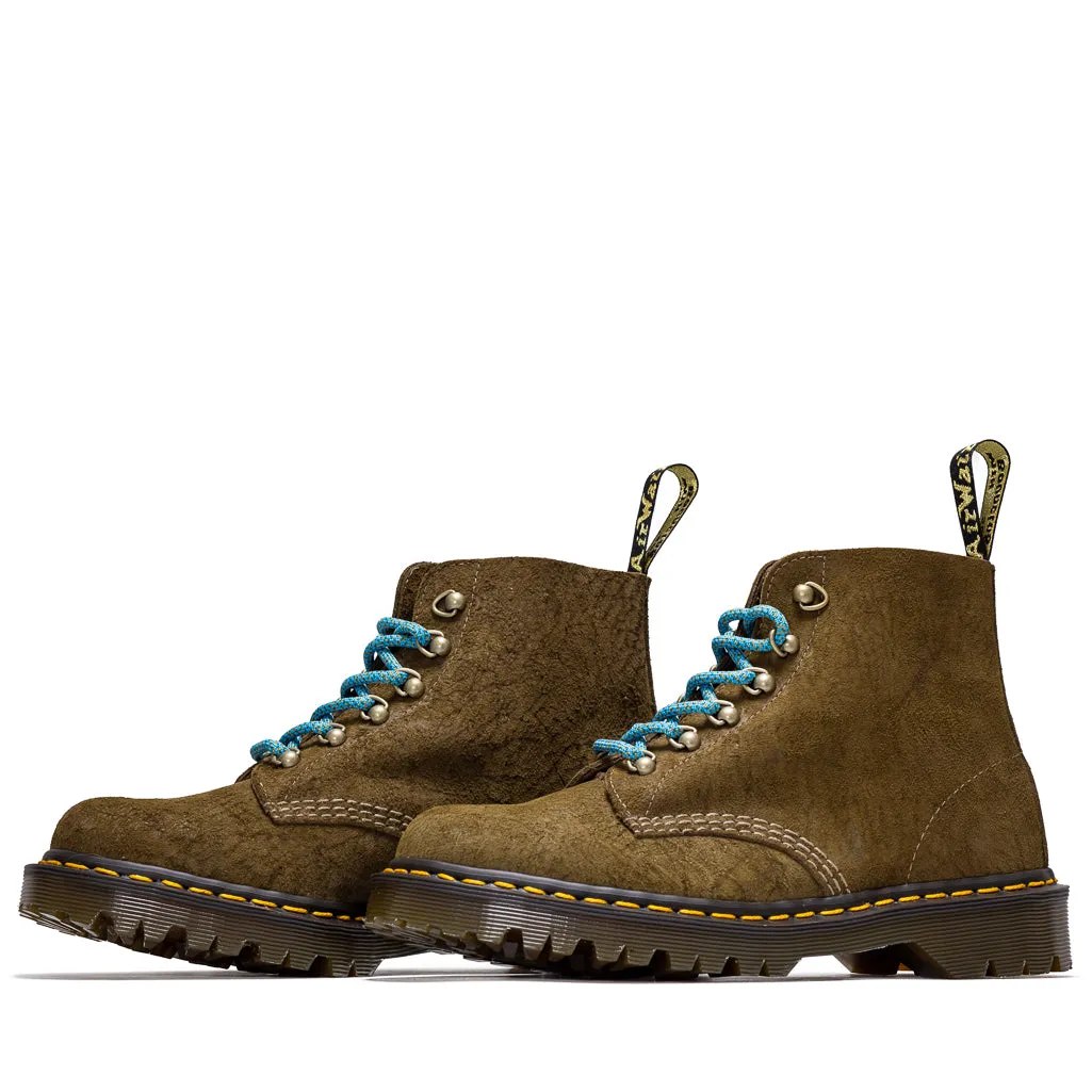 Dr. Martens 101 Rough Finished Suede Ankle Boots - Olive Mohawk