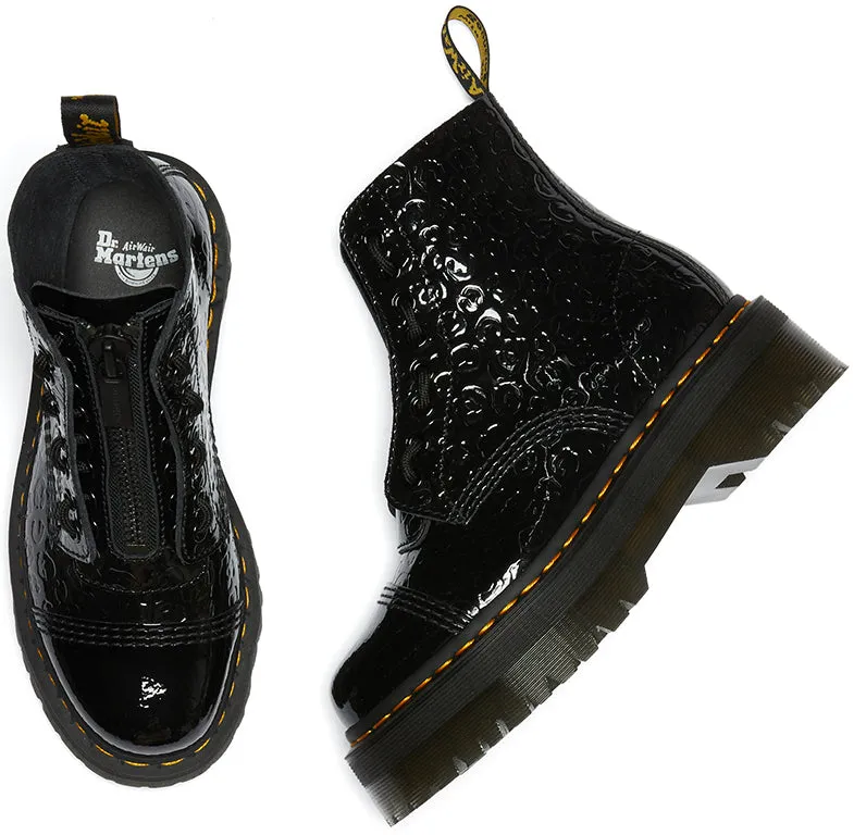 Dr Martens Womens Leather Hi Top Sinclair Black Patent Leopard