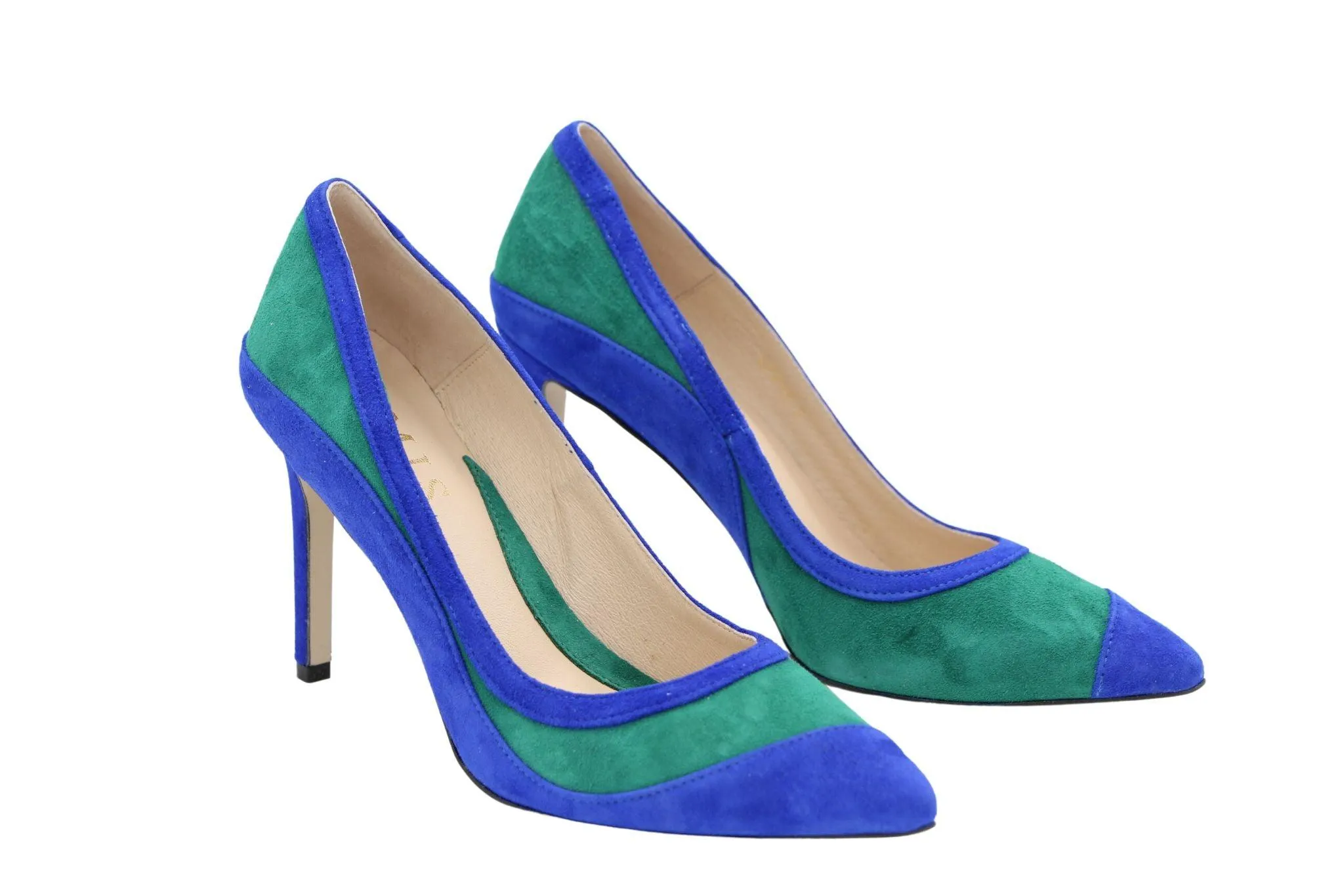 EMIS Royal Blue Green Suede Pointed Toe Shoe