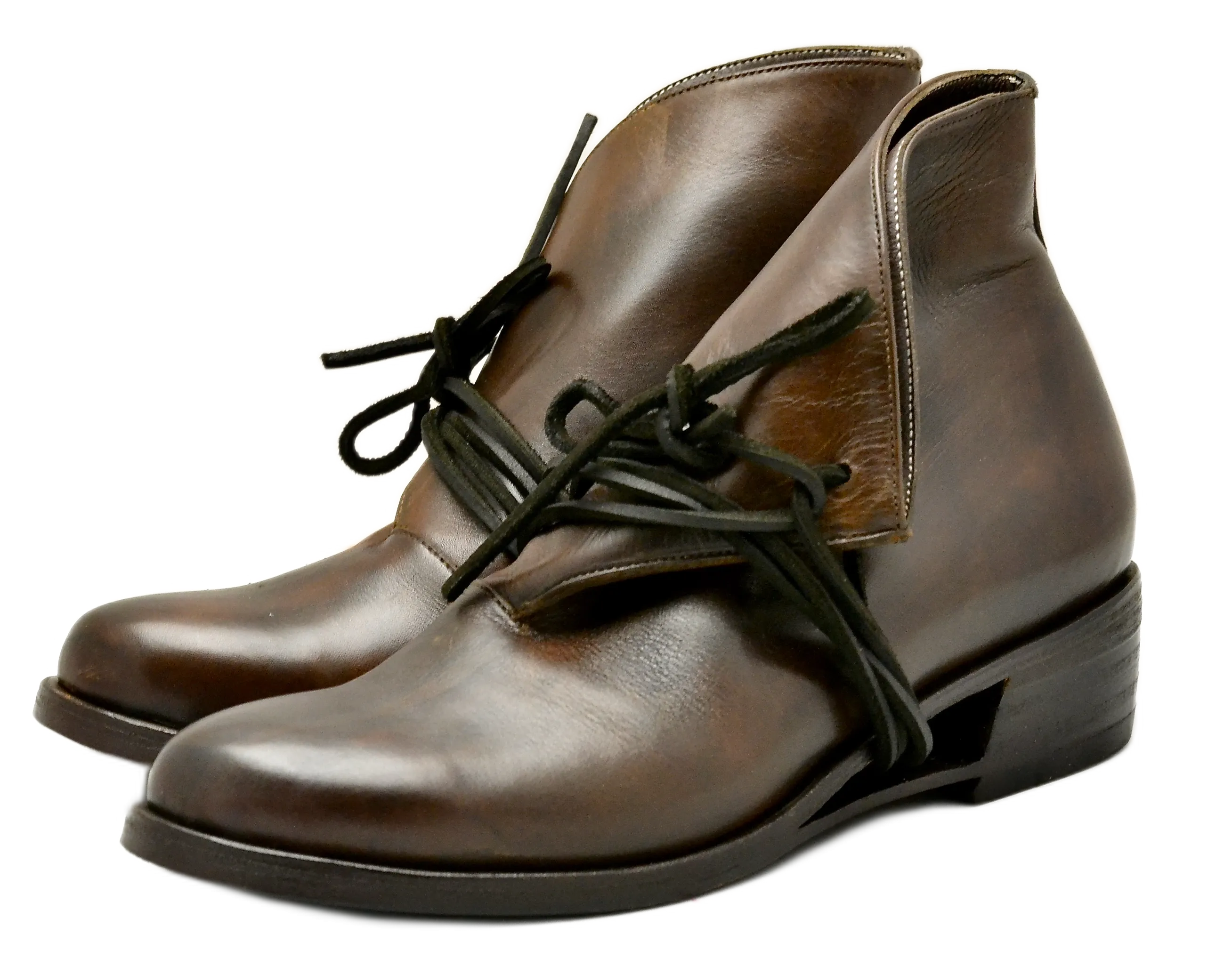 Foldover boot negative wedge |  Brown | Calf