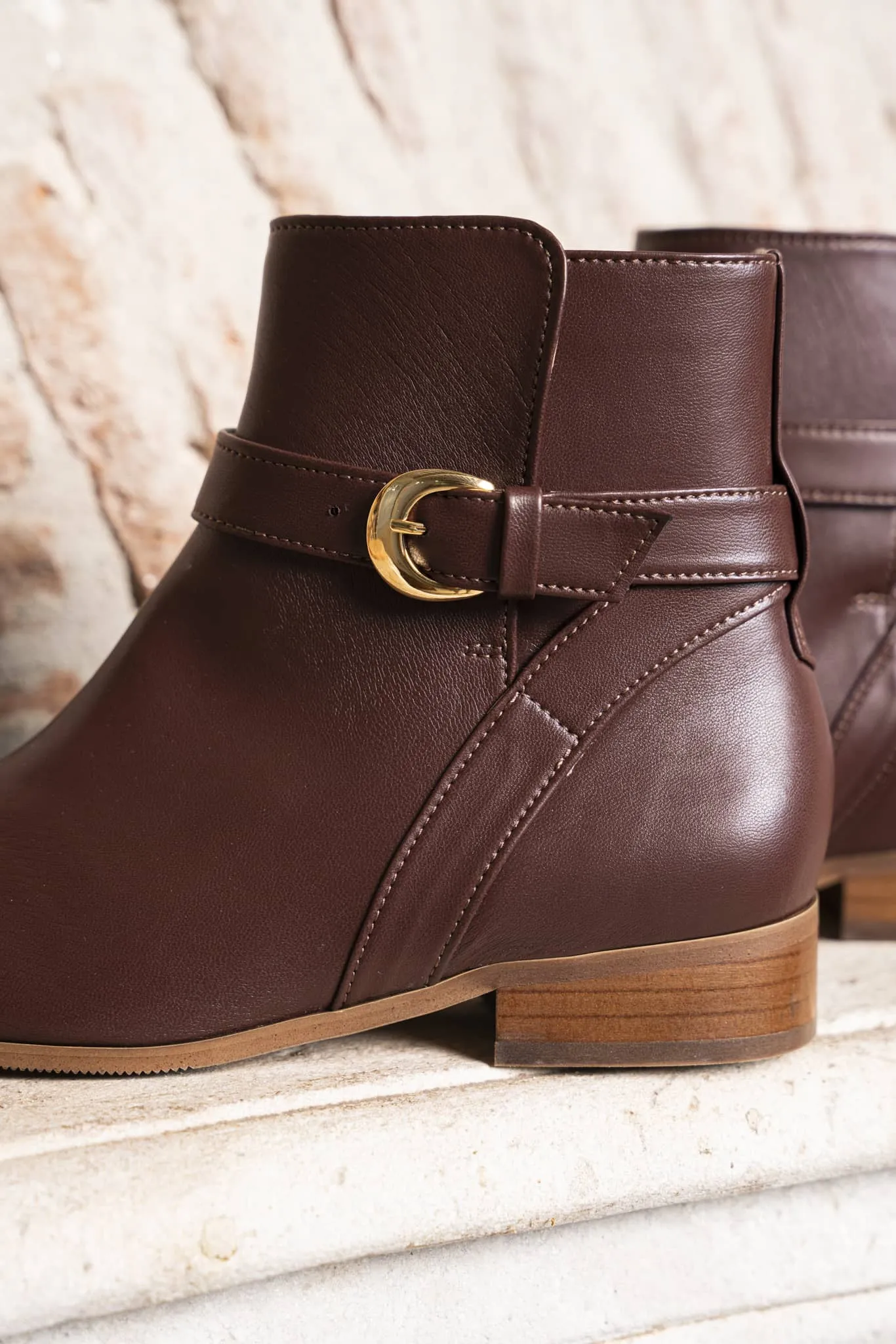 Illusion Vegan Leather Ankle Boots | Chocolate