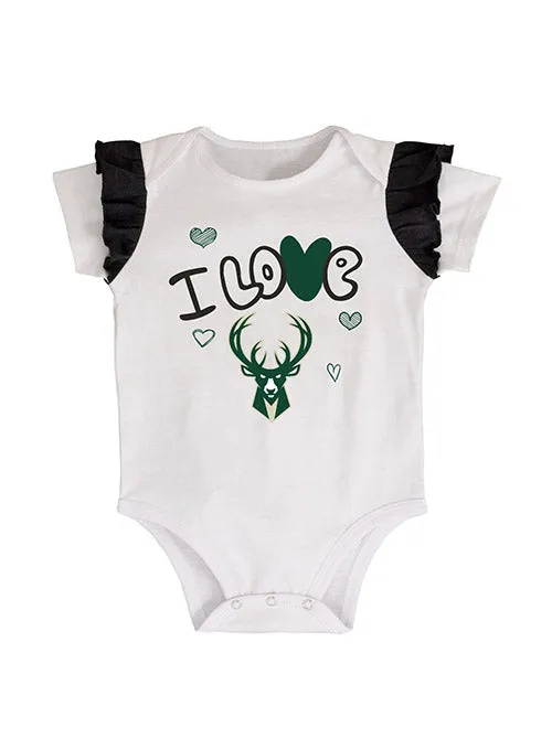 Infant Outerstuff I Love Basketball Milwaukee Bucks 3-Piece Onesie Set