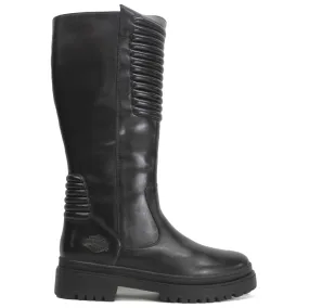 Kamton 13 Inch Full Grain Leather Women's Calf Length Biker Boots