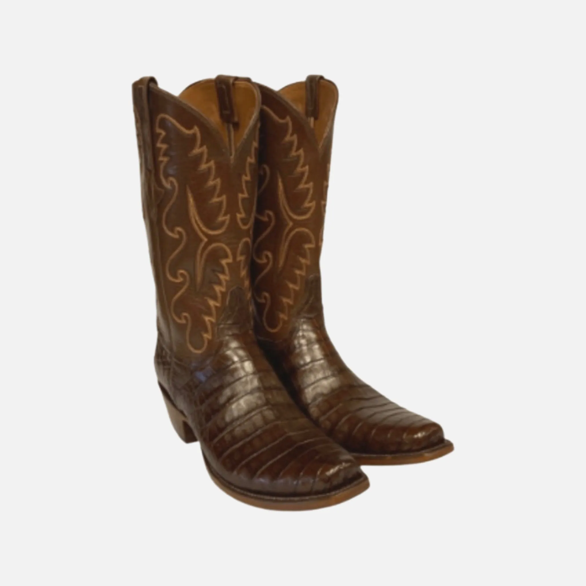 Lucchese Classic Sienna Ultra Caiman Belly Antique Brown Cowboy Boots