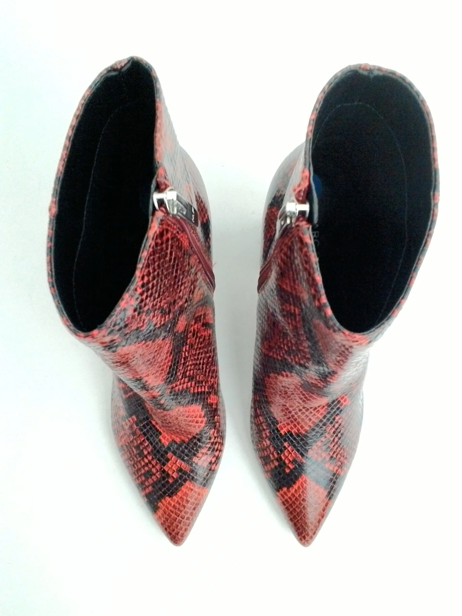 Marc Fisher Women's Red/Black Snake Print Booties Size 7 M