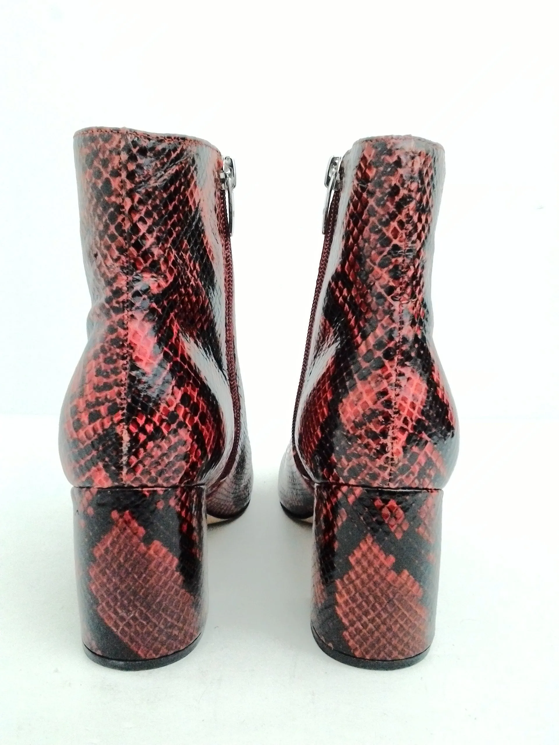 Marc Fisher Women's Red/Black Snake Print Booties Size 7 M