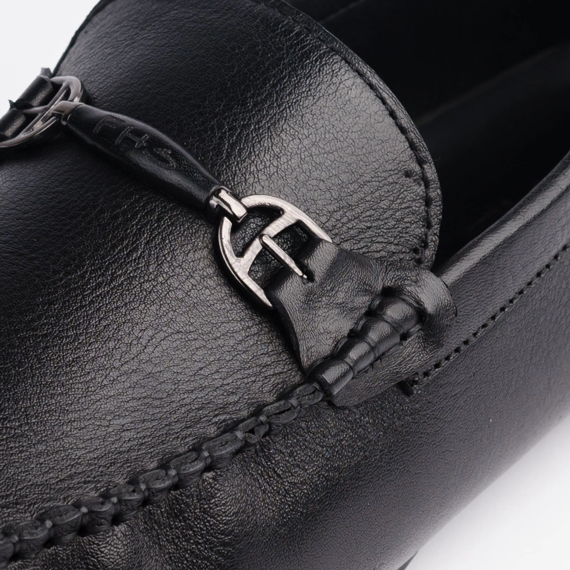 Metallic Buckle Moccasin - Black