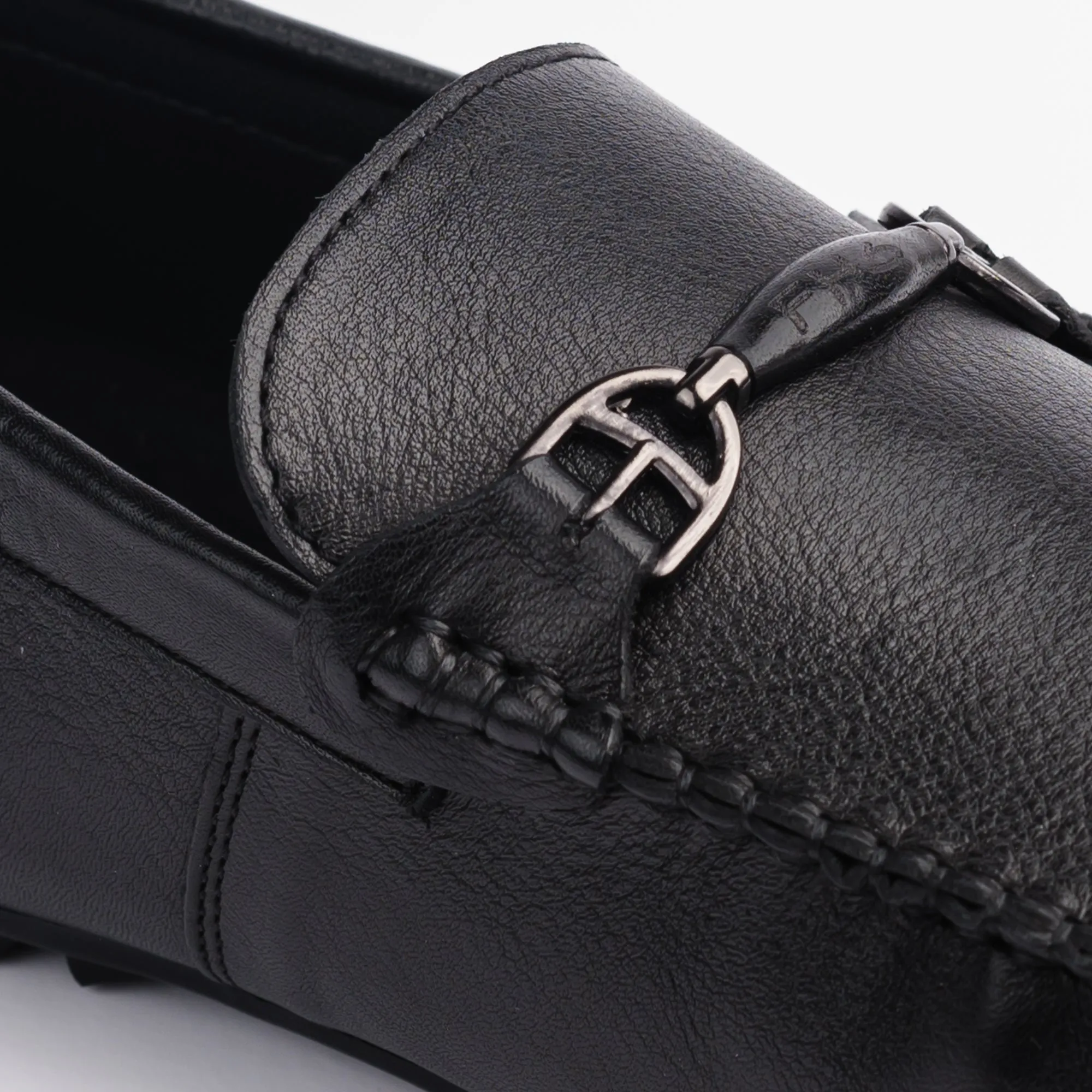 Metallic Buckle Moccasin - Black