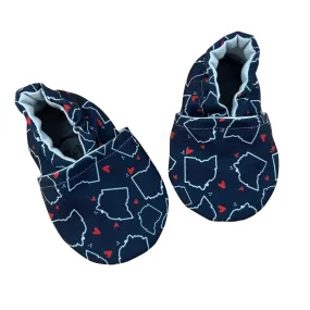 Navy Ohio Love Canvas Baby Shoes