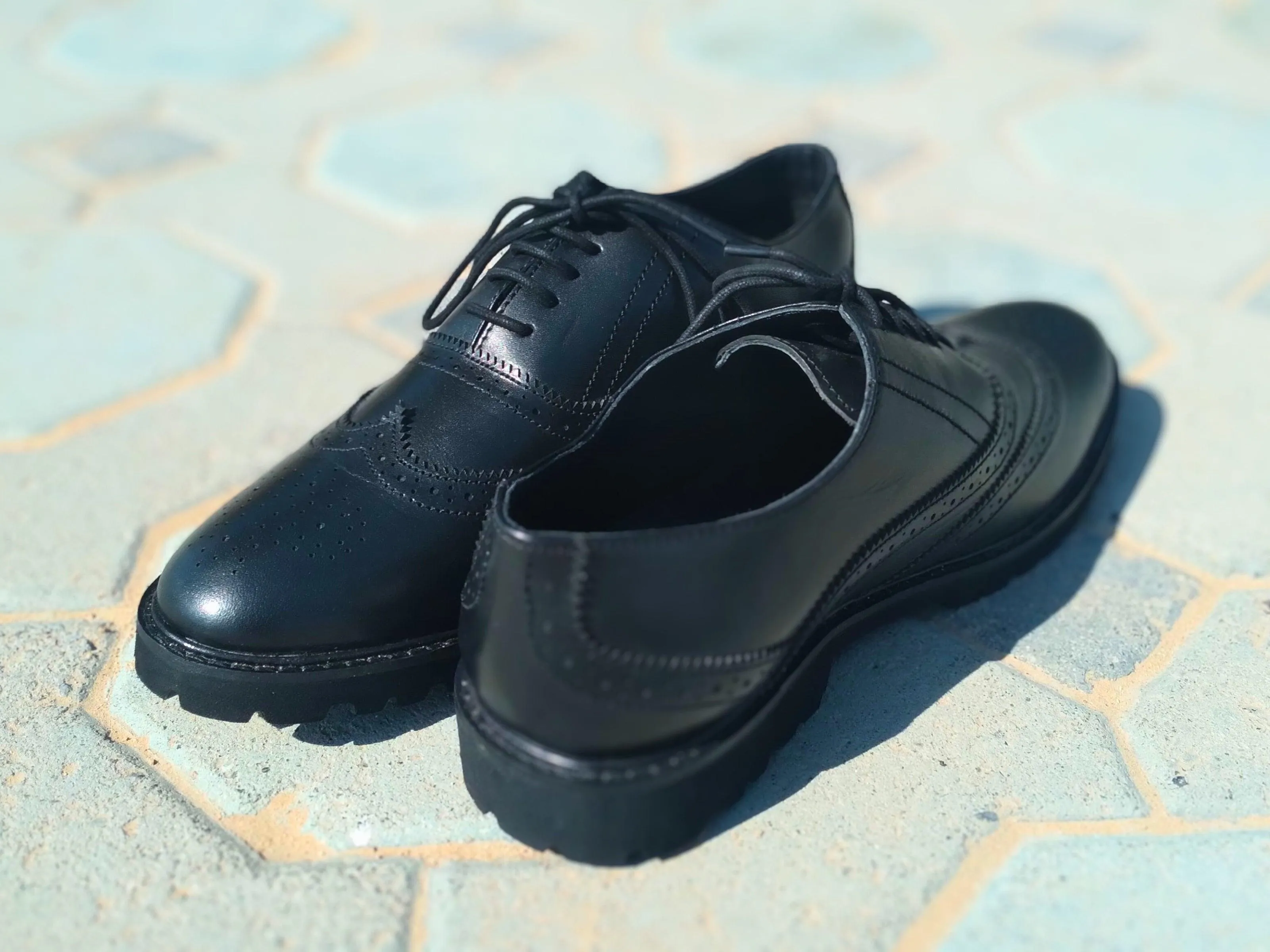 Oxford Shoes Genuine Leather Wingtoe Full brogue Black EVA Sole