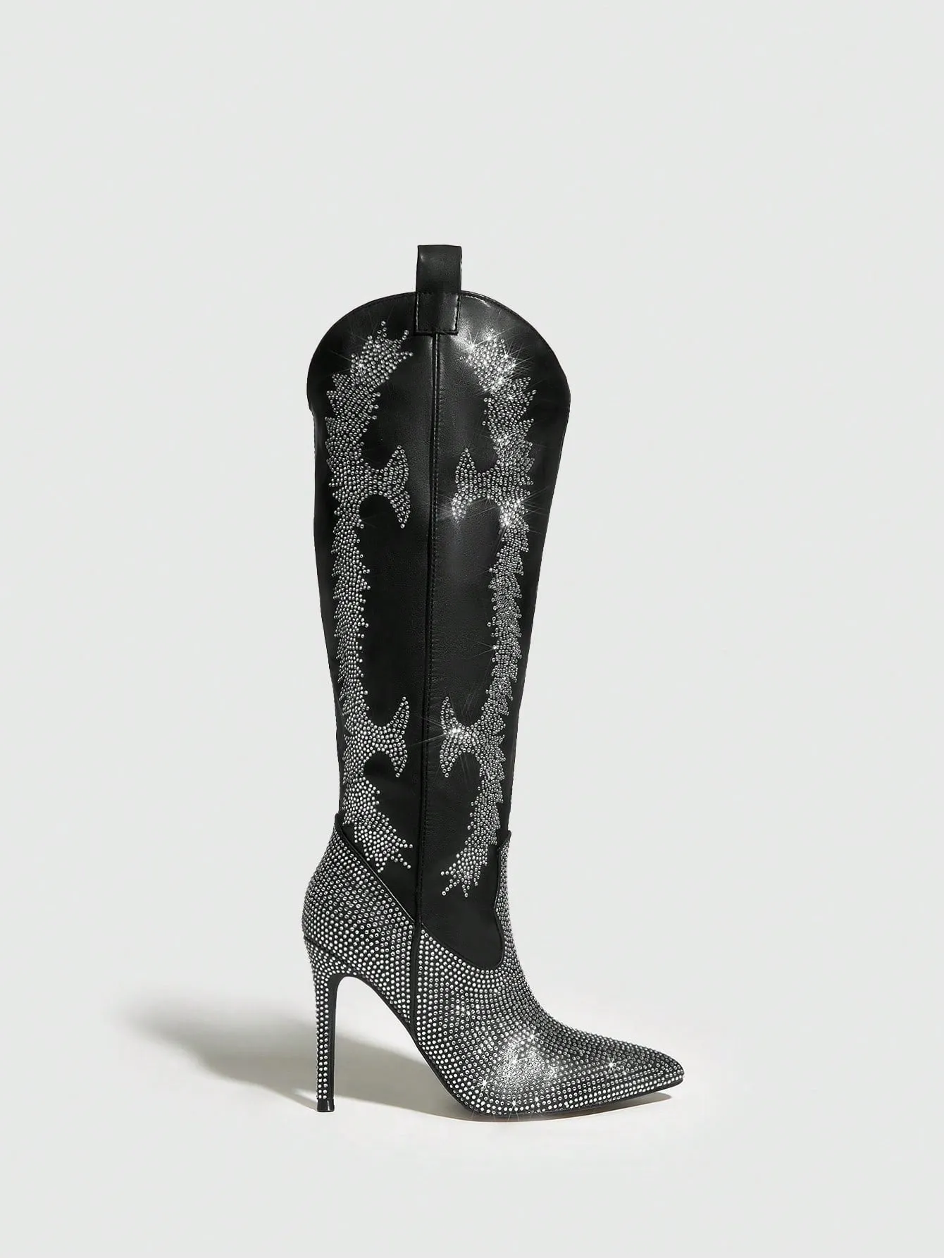 Party Stiletto Heel Pointed Toe Fashion Boots With Rhinestones