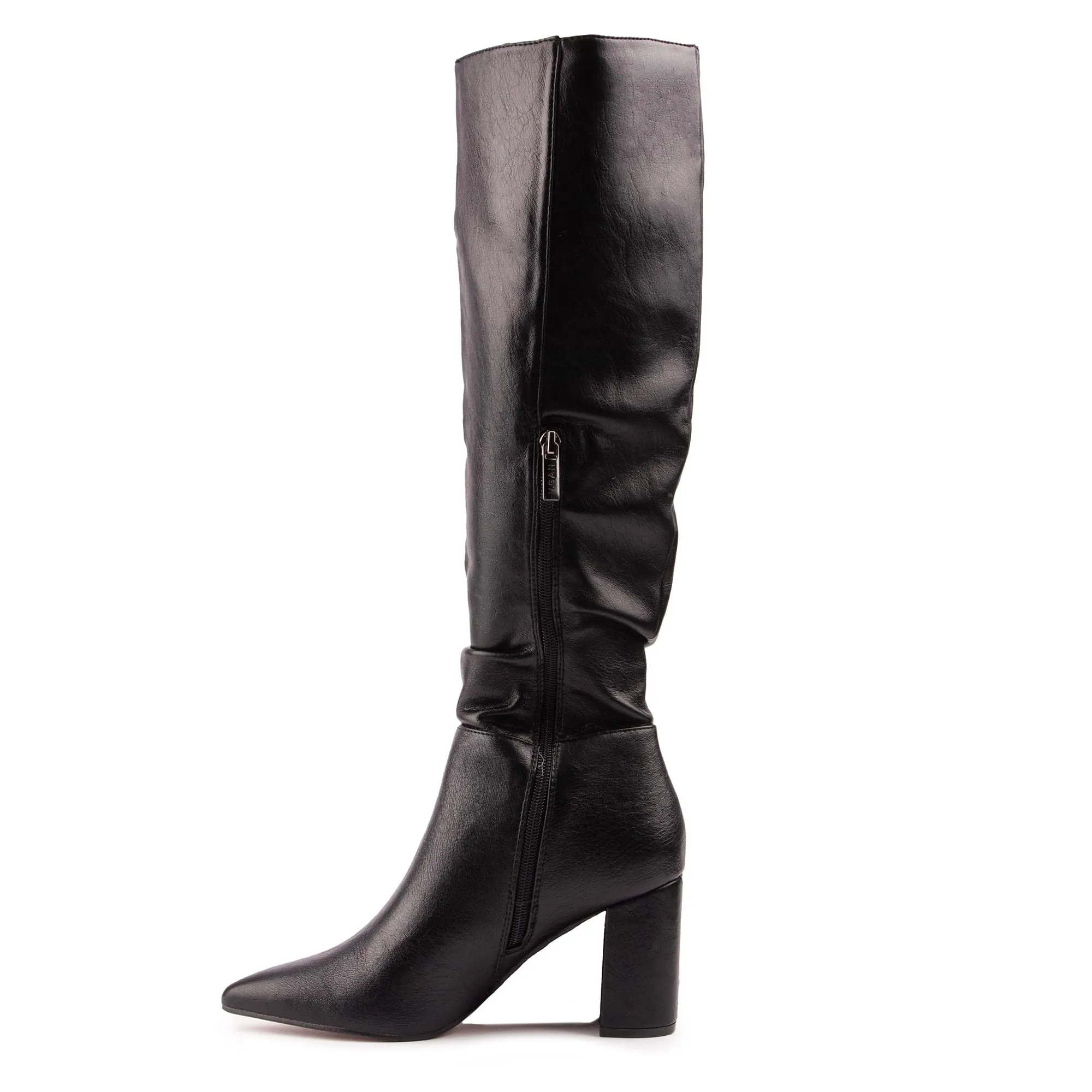 Peach Women's Vegan Leather Knee High Boots | Black