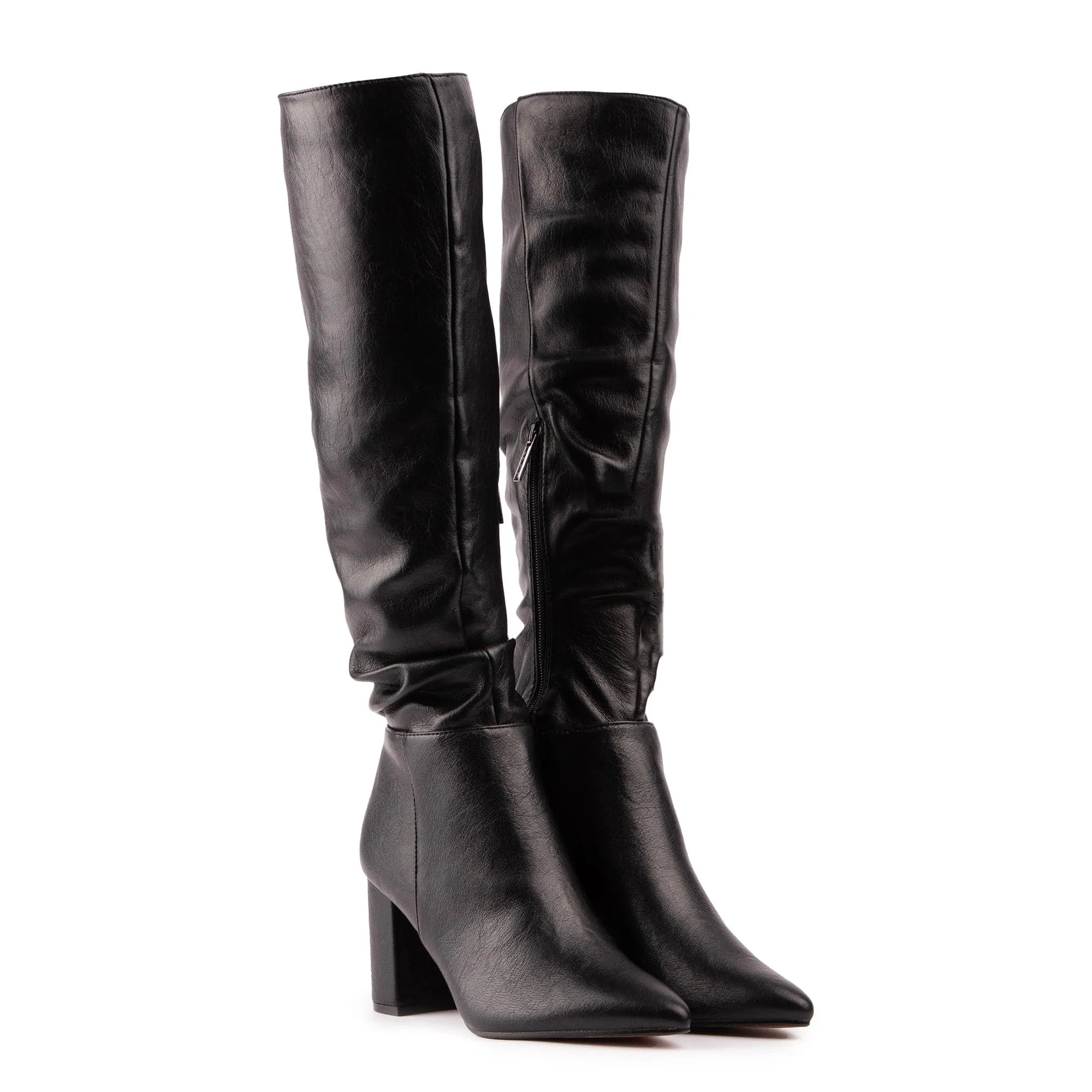 Peach Women's Vegan Leather Knee High Boots | Black