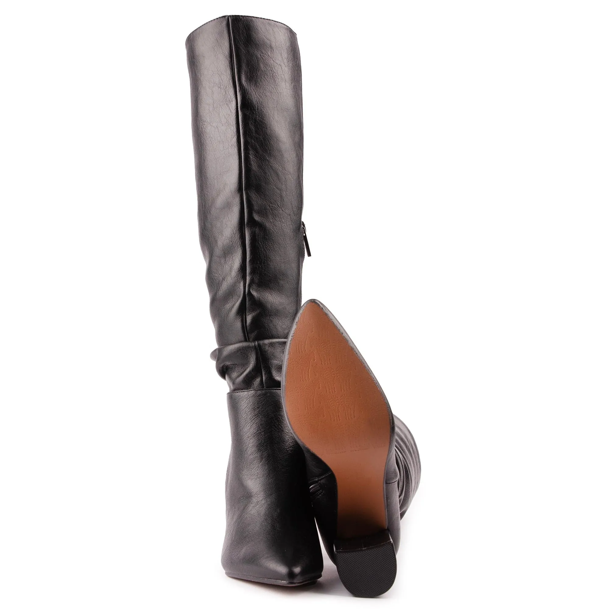 Peach Women's Vegan Leather Knee High Boots | Black