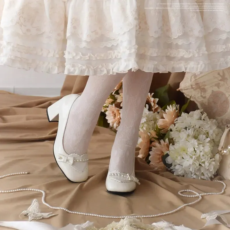 Preorder Pearl Bow Lolita High Heels - Kimi