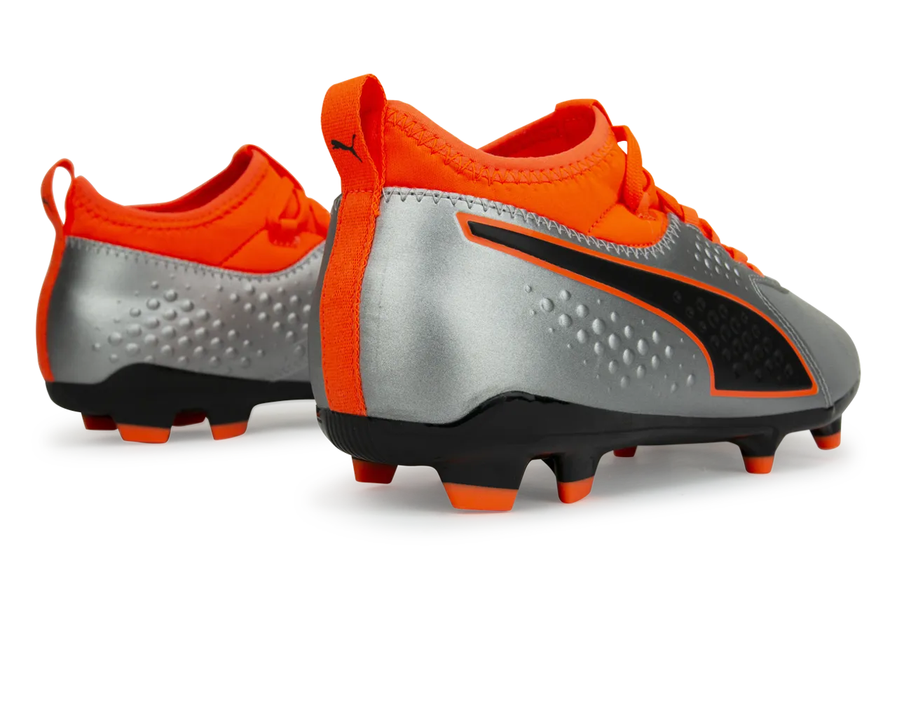 PUMA Men's One 3 Leather FG Silver Orange/Black