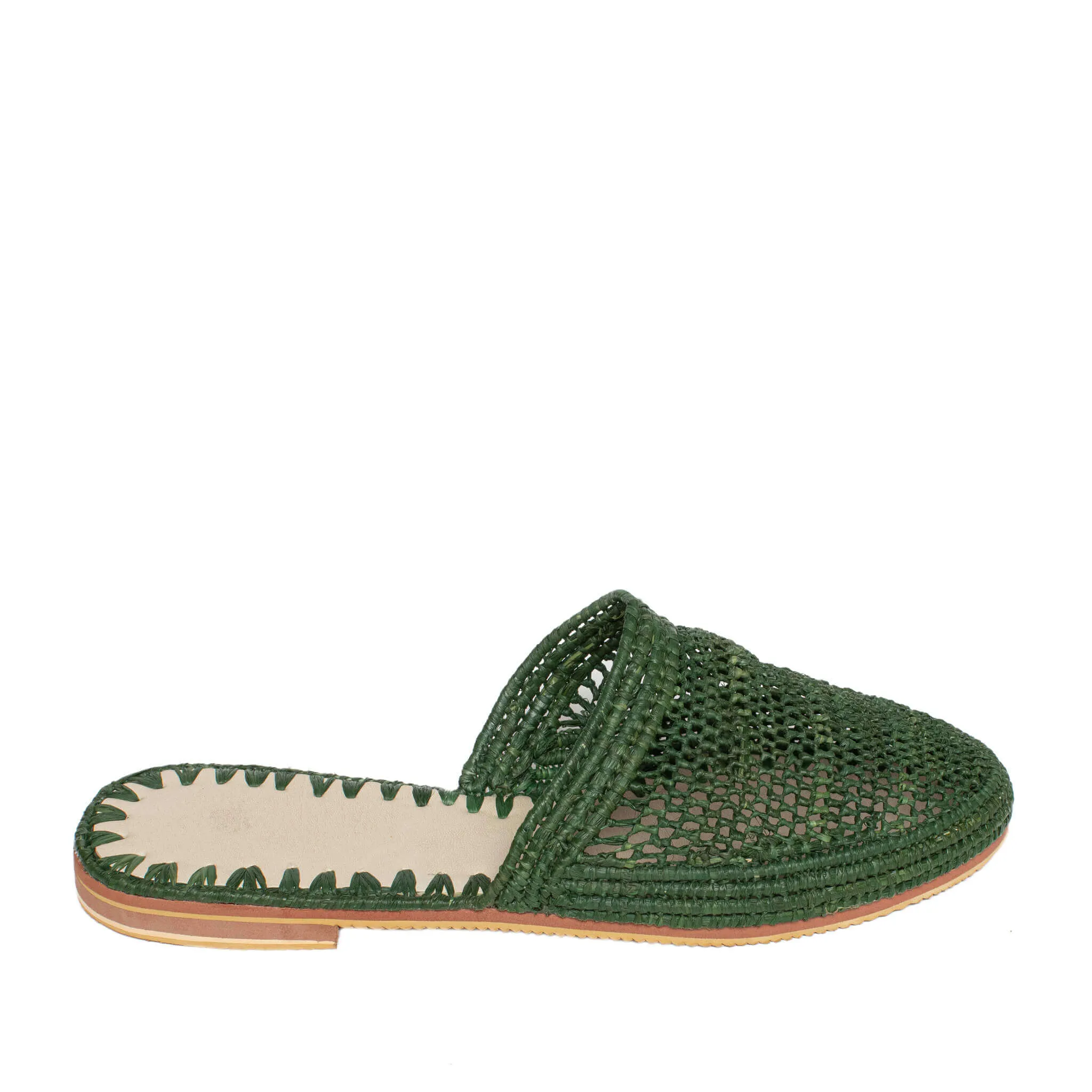 Raffia Slippers Babouche in Khaki