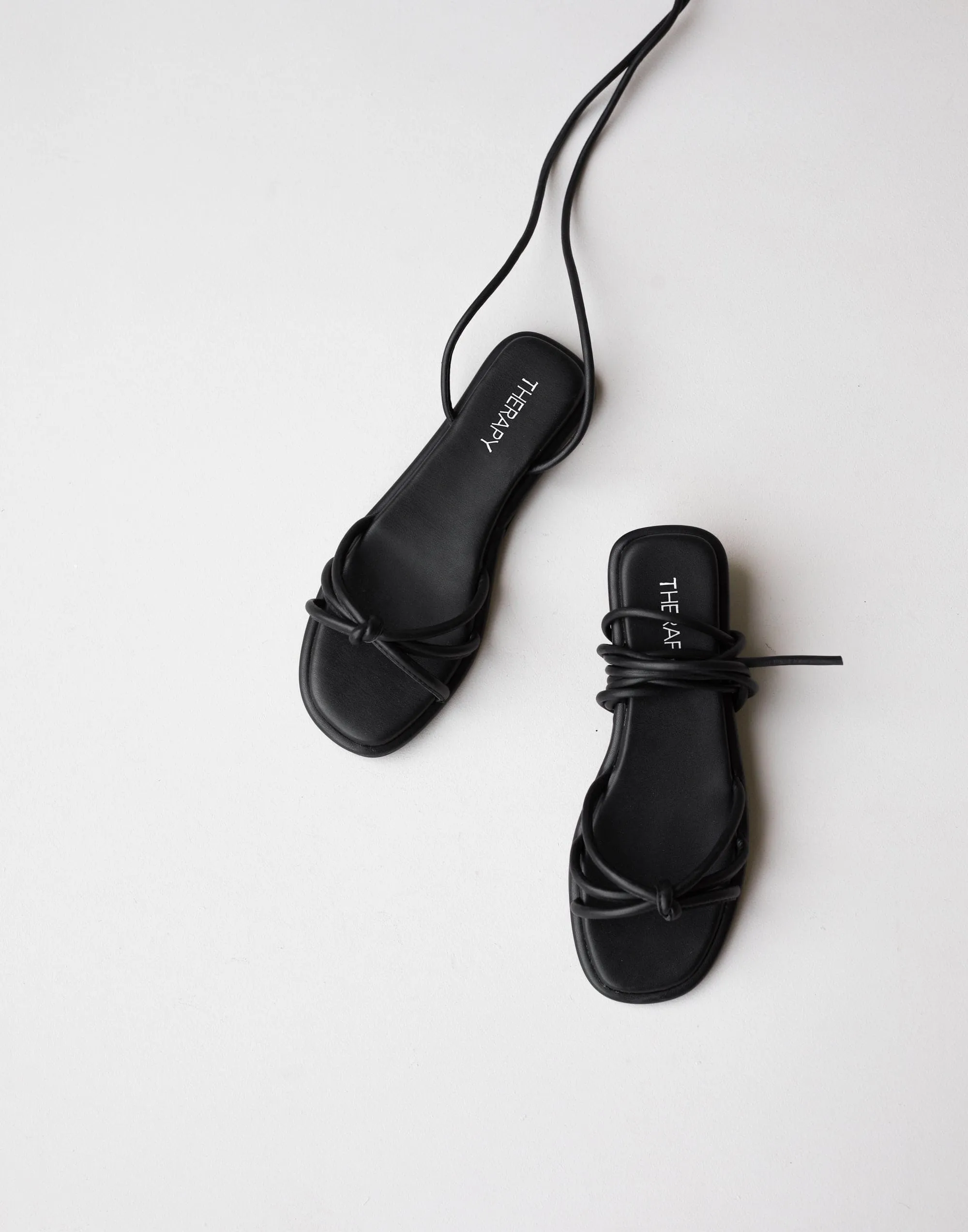 Raye Sandals (Black Smooth PU) - By Therapy