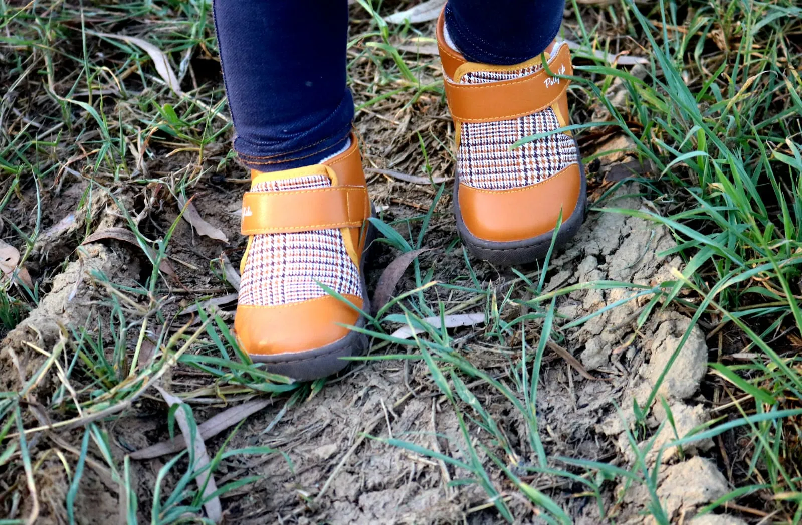 SANDY tan and plaid baby and toddler boots