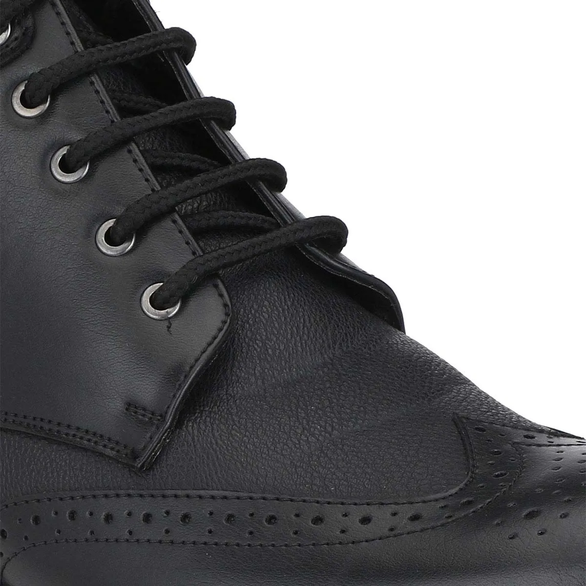 SF Black Brogue Lace Up Boots