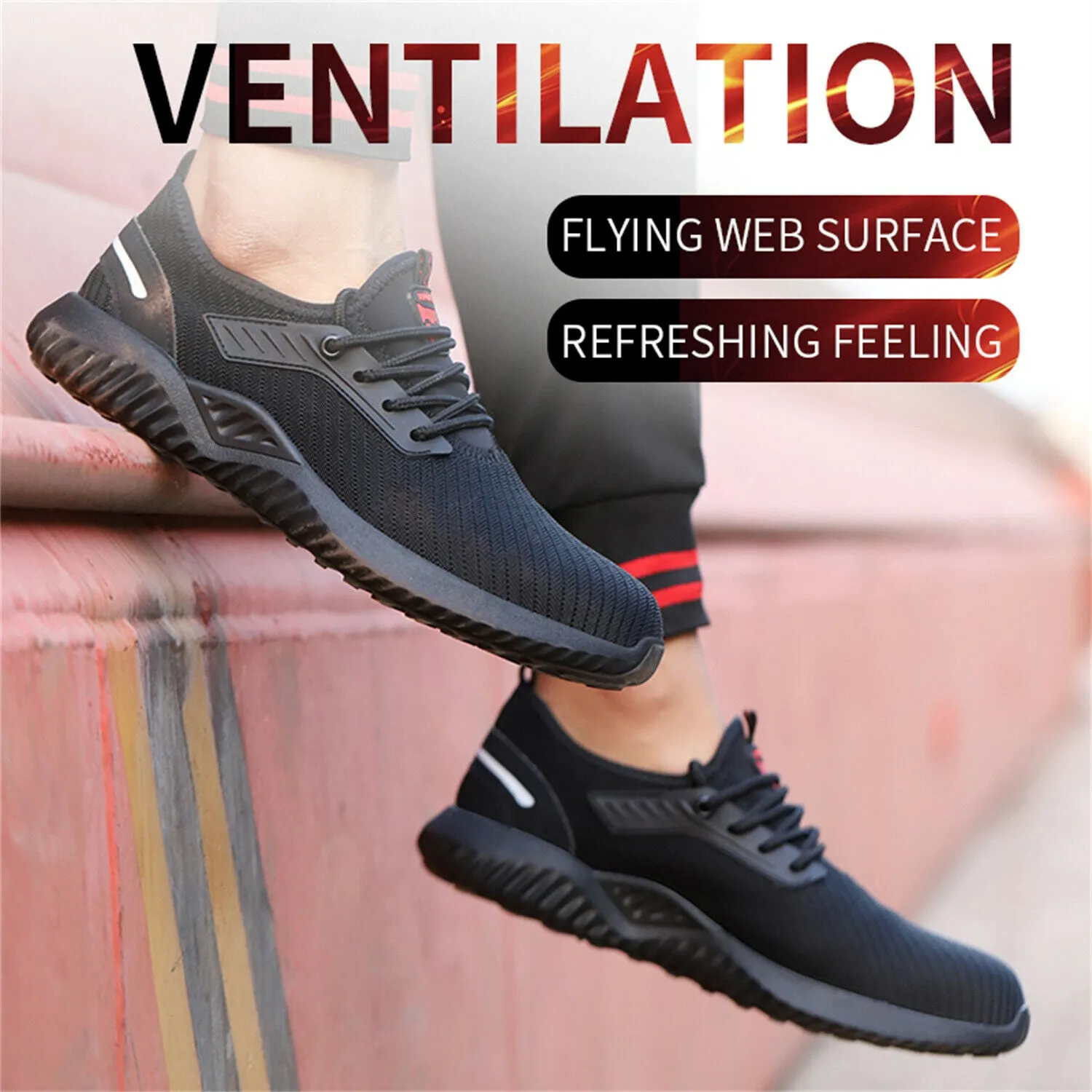 Steel Toe Shoe for Men Work Safety Sneakers Breathable Air Cushion Working Boots