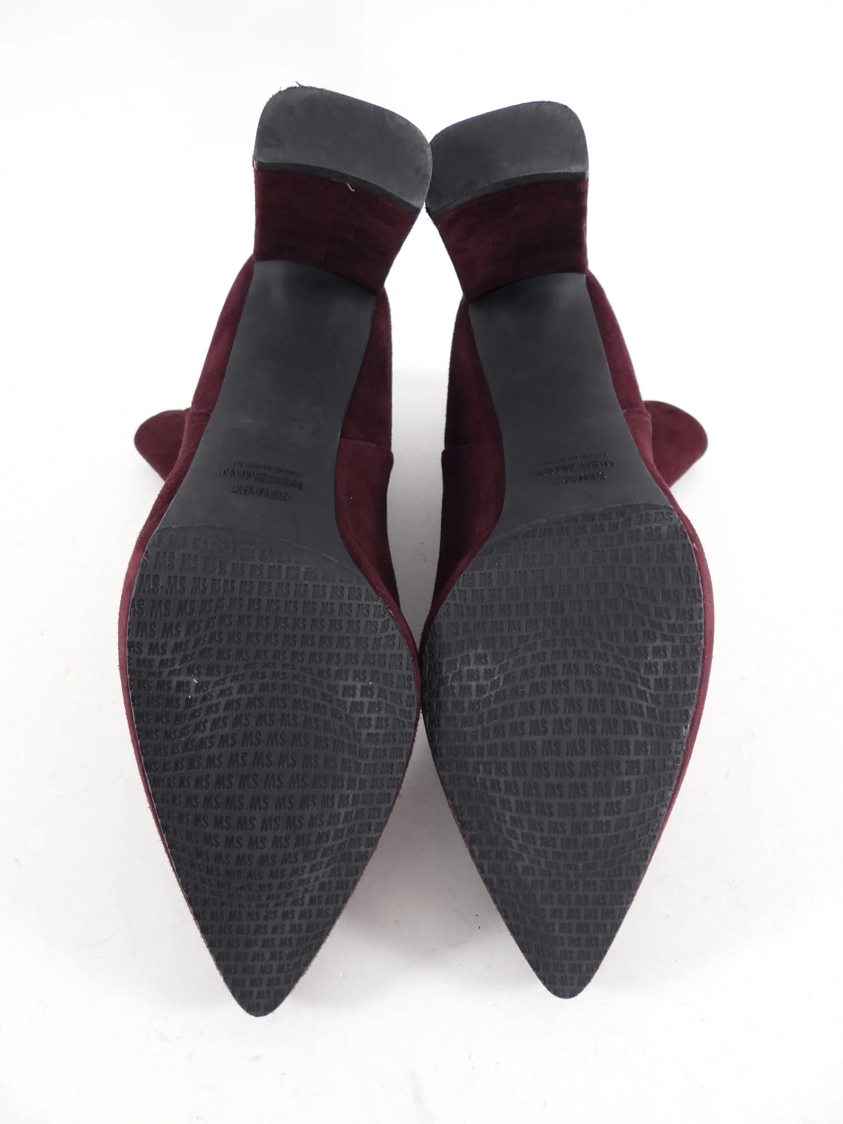 Stuart Weitzman Burgundy Suede 110mm Ankle Boots - 8