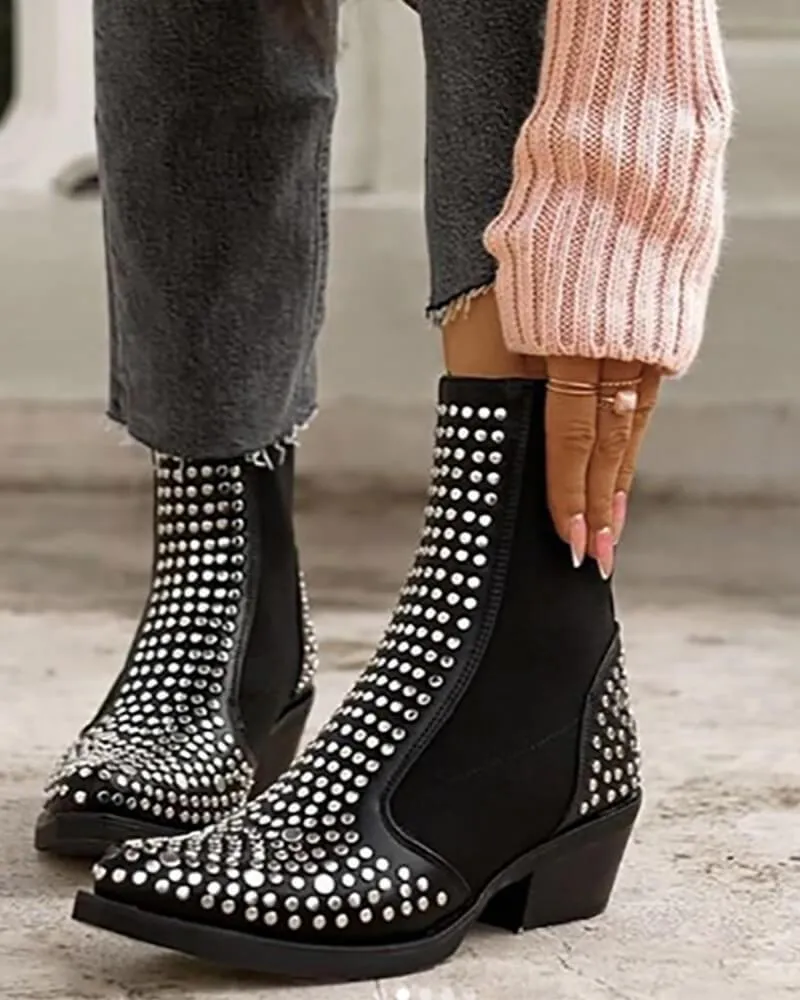 Studded Pointed Toe Boots