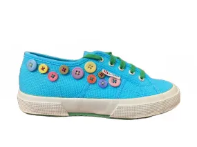 Superga 2750 cotj buttons shoes canvas sneakers with buttons S003730 G24 turquoise buttons