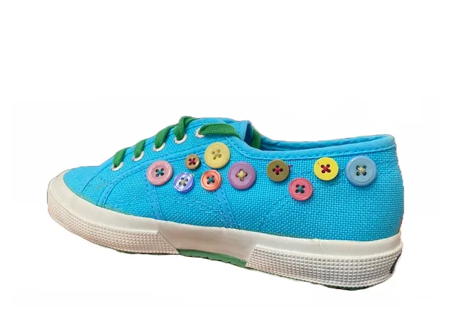 Superga 2750 cotj buttons shoes canvas sneakers with buttons S003730 G24 turquoise buttons