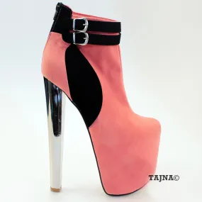 Vermilion Pink Ankle High Heel Platform Booties