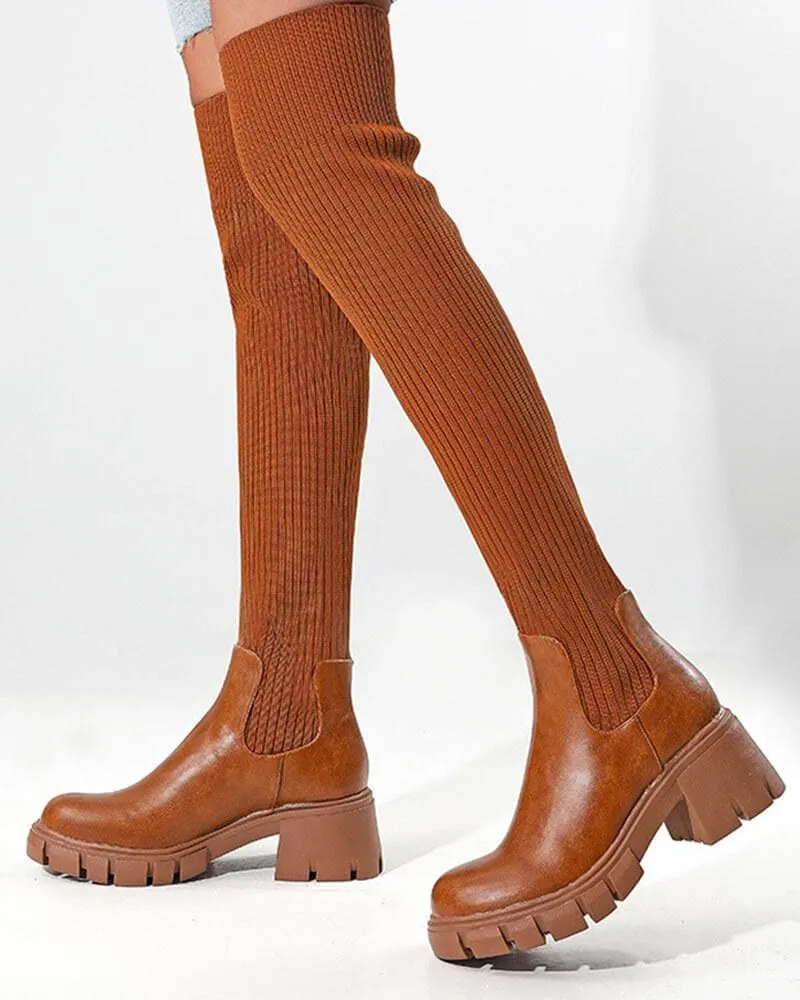 Women's Fashion Chunky Heeled Thick-soled Boots